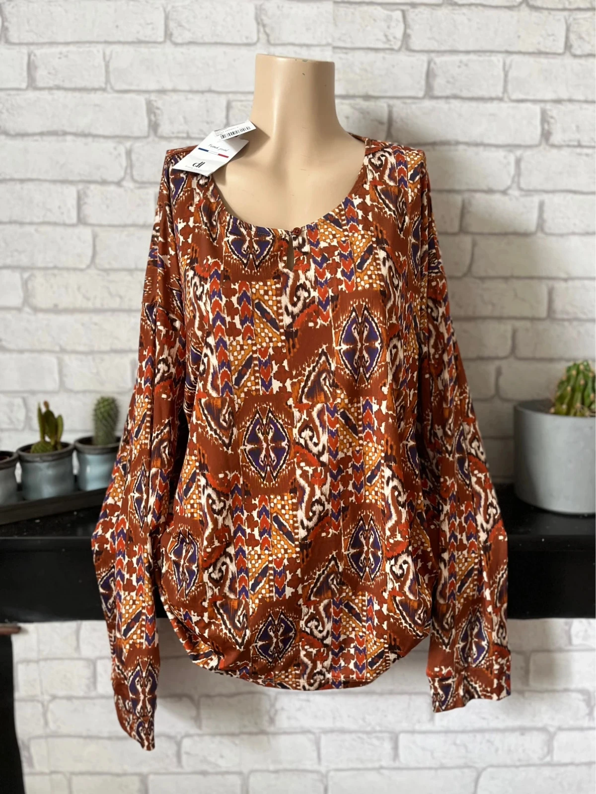 Blouse imprimée Diane Laury – Neuve avec étiquette – Taille 46/48